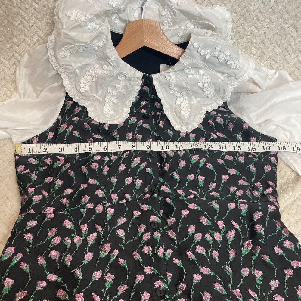& Other Stories Embroidered Jacquard Mini Dress with Contrasting Cotton‎ Sleeves - Picture 8 of 12